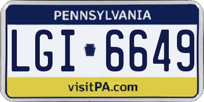 PA license plate LGI6649