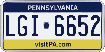 PA license plate LGI6652