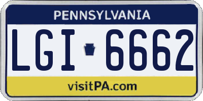 PA license plate LGI6662