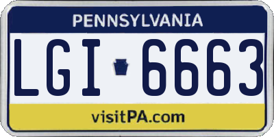 PA license plate LGI6663