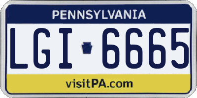 PA license plate LGI6665