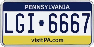 PA license plate LGI6667