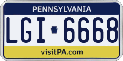 PA license plate LGI6668