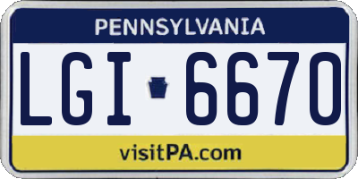 PA license plate LGI6670