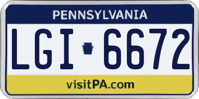 PA license plate LGI6672