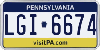 PA license plate LGI6674