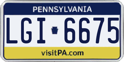 PA license plate LGI6675