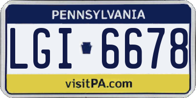 PA license plate LGI6678