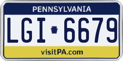 PA license plate LGI6679