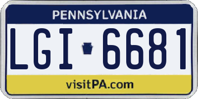 PA license plate LGI6681