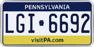 PA license plate LGI6692