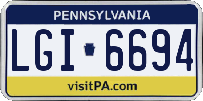 PA license plate LGI6694