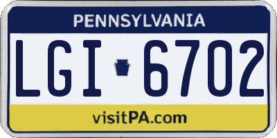 PA license plate LGI6702