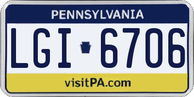 PA license plate LGI6706