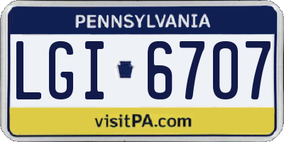 PA license plate LGI6707