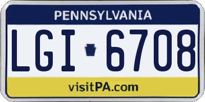 PA license plate LGI6708