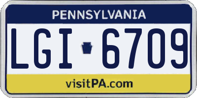 PA license plate LGI6709