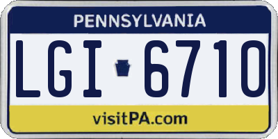 PA license plate LGI6710