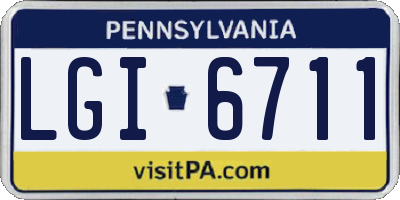 PA license plate LGI6711