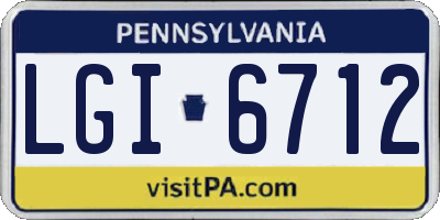 PA license plate LGI6712