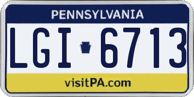 PA license plate LGI6713