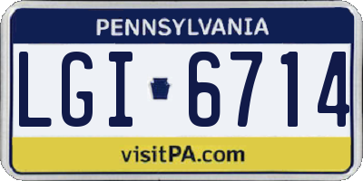PA license plate LGI6714