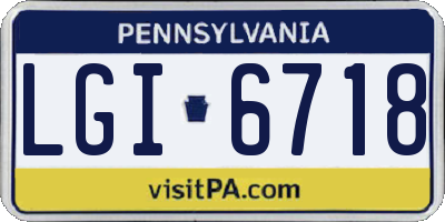 PA license plate LGI6718