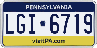 PA license plate LGI6719