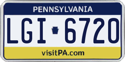 PA license plate LGI6720