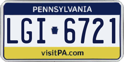 PA license plate LGI6721