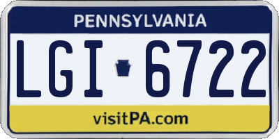 PA license plate LGI6722