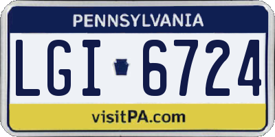 PA license plate LGI6724