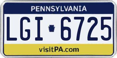 PA license plate LGI6725