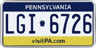 PA license plate LGI6726