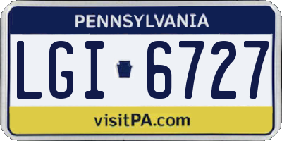 PA license plate LGI6727