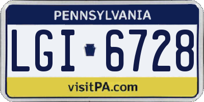 PA license plate LGI6728