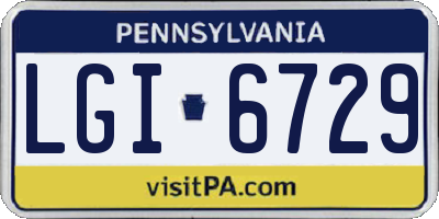 PA license plate LGI6729