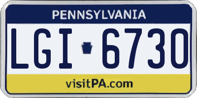 PA license plate LGI6730