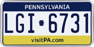 PA license plate LGI6731