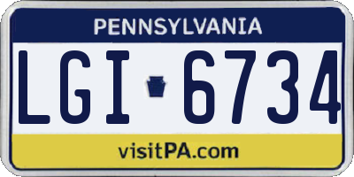 PA license plate LGI6734