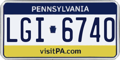 PA license plate LGI6740