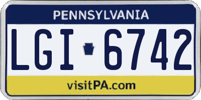 PA license plate LGI6742