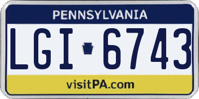 PA license plate LGI6743