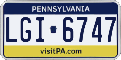 PA license plate LGI6747