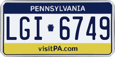 PA license plate LGI6749