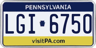 PA license plate LGI6750