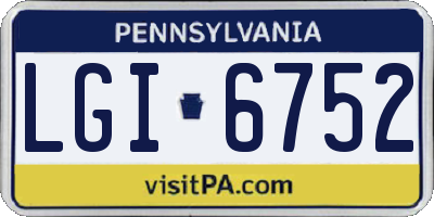 PA license plate LGI6752