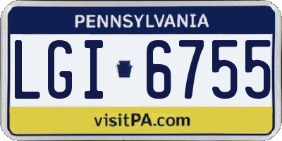 PA license plate LGI6755