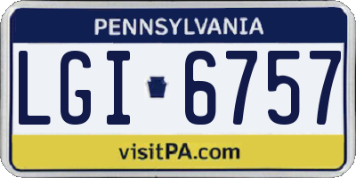 PA license plate LGI6757