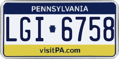 PA license plate LGI6758